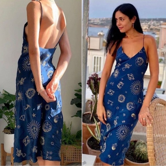 Realisation Par Dresses & Skirts - Realisation Par Zodiac 1996 Embroidered Silk Slip Dress Size M